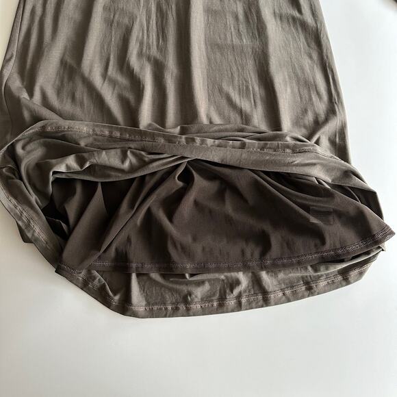 Garnet Hill Tencel Blend Draped Tie Front Short Sleeve Maxi Grey Brown Dress M - Picture 4 of 10